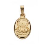 18K MEDALLA ORO AMARILLO NIÑO Y RELOJ 20X12 MM