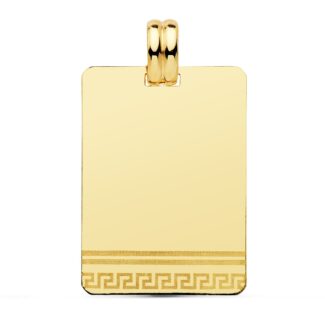 9K PLACA CHAPA LASER ORO AMARILLO GRECA 28X20 MM