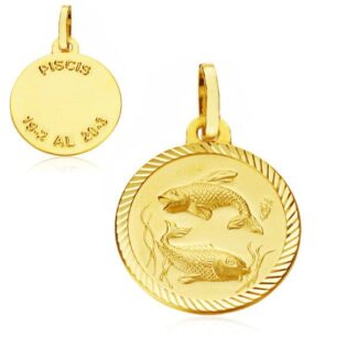 9K HOROSCOPO ORO AMARILLO DISCO 16 MM PISCIS