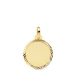 18K PLACA CHAPA ORO AMARILLO DISCO CERCO TALLADO 16 MM
