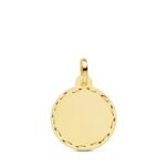 18K PLACA CHAPA DISCO LISO ORO AMARILLO MATE TALLADO 16 MM