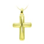 18K CRUZ ORO AMARILLO HUECA LISA 37X26 MM