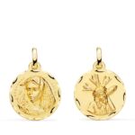 18K ESCAPULARIO ORO AMARILLO VIRGEN MACARENA Y GRAN PODER TALLADA 18 MM