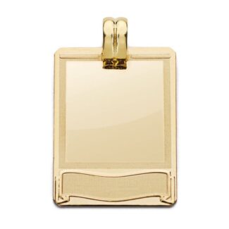 18K PLACA CHAPA LASER ORO AMARILLO 28X20 MM