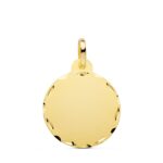 18K PLACA CHAPA ORO AMARILLO DISCO LISO TALLADO 20 MM
