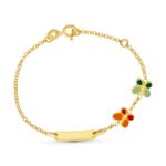 18K ESCLAVA ORO AMARILLO MARIPOSAS ESMALTE 16CM