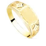 18K SELLO MACIZO CABALLERO ORO AMARILLO TALLADO CABEZA MATE 10X7 MM