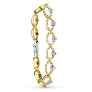 18K PULSERA ORO BICOLOR CIRCONITA FLORES