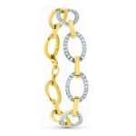 18K PULSERA ORO BICOLOR ESLABONES CIRCULOS Y CIRCONITAS