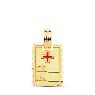 9K COLGANTE PLACA CHAPA ORO AMARILLO RH, 20X14 MM