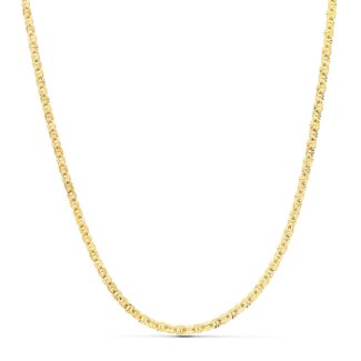 18K CADENA ORO AMARILLO FORZADA HUECA ESLABON TALLADO LARGO 45CM ANCHO 2 MM