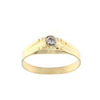 18K SOLITARIO PEQUEÑO ORO AMARILLO CIRCONITA, ANCHO: 4 MM