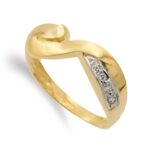 18K SORTIJA ORO BICOLOR BANDAS CON CIRCONITAS, ANCHO: 6 MM