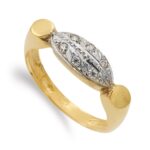 18K SORTIJA ORO BICOLOR MOTIVO OVAL CON CIRCONITAS, ANCHO: 7 MM