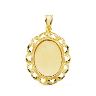 18K PLACA CHAPA CERCO ORO AMARILLO OVAL 32X25 MM