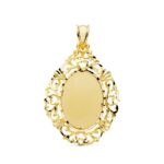 18K PLACA CHAPA ORO AMARILLO CERCO CALADO 36X26 MM