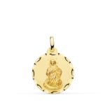 9K MEDALLA ORO AMARILLO VIRGEN INMACULADA TALLADA 18 MM