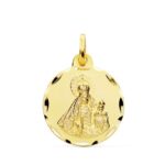 18K MEDALLA ORO AMARILLO VIRGEN DEL ROSARIO TALLADA 18 MM