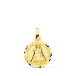 9K MEDALLA ORO AMARILLO DE LA VIRGEN DE COVADONGA 16 MM TALLADA