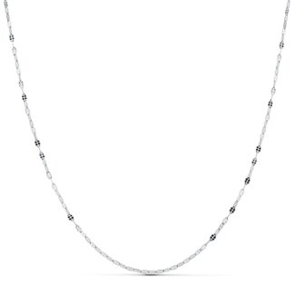18K CADENA MACIZA ORO BLANCO ESLABONES PLANOS TALLADOS 1,5 MM 40CM