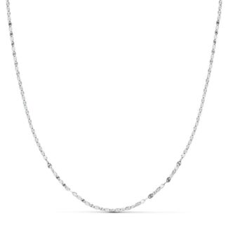 18K CADENA MACIZA ORO BLANCO DIAMANTADA 40CM 1,5 MM