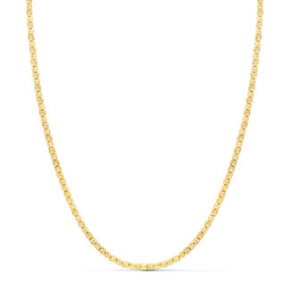 18K CADENA ORO AMARILLO FORZADA HUECA ESLABON TALLADO LARGO 40CM ANCHO 2 MM