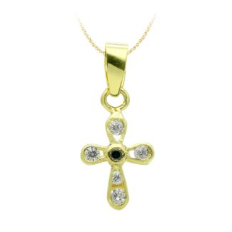 18K CRUZ ORO AMARILLO CIRCONITA 14X9 MM