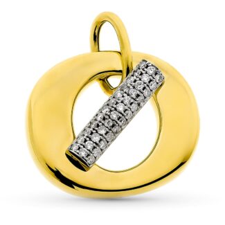 18K COLGANTE ORO BICOLOR HUECO REDONDO, 23X26 MM