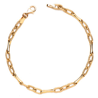 18K PULSERA ORO AMARILLO HUECA ESLABON Y TRAMO ANCHO: 4 MM, LARGO: 19CM