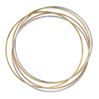 18K PULSERA ORO TRICOLOR 5 AROS LISOS DIAMETRO: 62MM, ANCHO: 1 MM