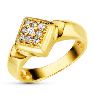 18K SORTIJA ORO AMARILLO MOTIVO ROMBO CON CIRCONITAS, ANCHO: 11 MM