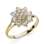 18K SORTIJA ORO AMARILLO CUAJO PIÑA CON CIRCONITAS, ANCHO: 12 MM