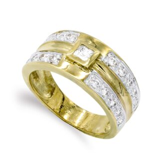 18K SORTIJA ORO AMARILLO MACIZO CON CIRCONITAS, ANCHO: 9,5 MM