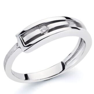 18K SORTIJA ORO BLANCO Y DIAMANTE 0.046 QTS.