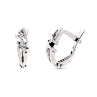 18K PENDIENTES NIÑA ORO BLANCO CON DIAMANTES NATURALES, CIERRE CATALAN