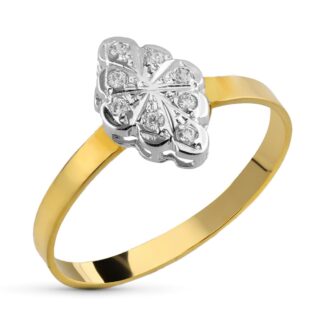 18K SORTIJA ORO BICOLOR CON CIRCONITAS, ANCHO: 11,5 X 8 MM