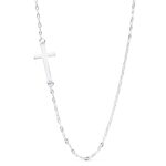 18K GARGANTILLA ORO BLANCO CRUZ 17X8 MM CADENA FORZADA 42CM