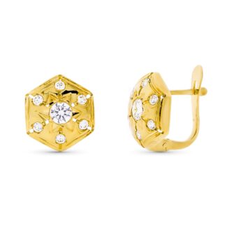 18K PENDIENTES ORO AMARILLO Y CIRCONITA CIERRE CATALAN