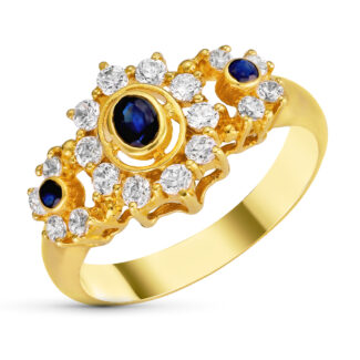 18K SORTIJA ORO AMARILLO CUAJO CON CIRCONITAS, ANCHO: 12,5 MM