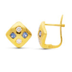 18K PENDIENTES ORO AMARILLO CIRCONITA 10X10 MM CIERRE CATALAN
