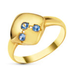 18K SORTIJA ORO AMARILLO ROMBO CON CIRCONITAS, ANCHO: 12 MM