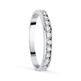 9K ALIANZA ORO BLANCO CON CIRCONITAS EN CARRIL, ANCHO: 2,5 MM