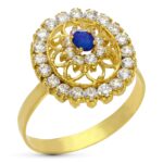 18K SORTIJA ORO AMARILLO OVAL CON CIRCONITAS, ANCHO: 17X15 MM