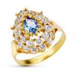 18K SORTIJA ORO AMARILLO LANZADERA CON CIRCONITAS, ANCHO: 18,5 MM