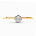 18K ALFILER ORO BICOLOR PERLA JAPONESA 57X14 MM