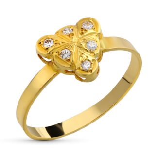 18K SORTIJA ORO AMARILLO MOTIVO CON CIRCONITAS, MEDIDA: 9,5 X 9 MM