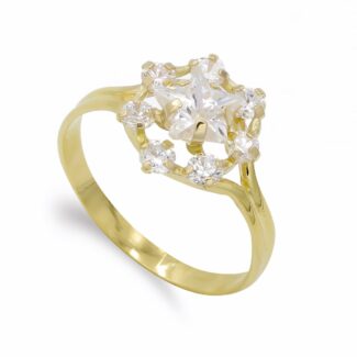 18K SORTIJA ORO AMARILLO CUAJO CIRCONITAS ESTRELLA, ANCHO: 11 MM