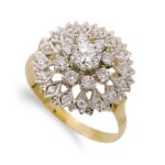 18K SORTIJA ORO BICOLOR ROSETA CON CIRCONITA 15 MM CUERPO 2 MM