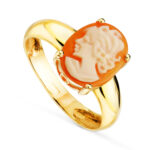 18K SORTIJA ORO AMARILLO CON CAMAFEO OVAL 12X9MM EN GARRAS,