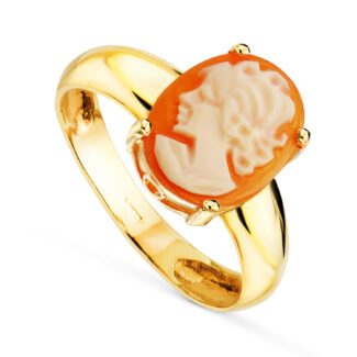 18K SORTIJA ORO AMARILLO CON CAMAFEO OVAL 12X9MM EN GARRAS,